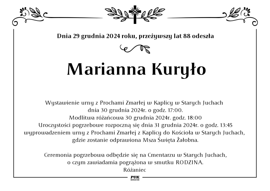 Marianna Kuryło - nekrolog